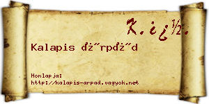 Kalapis Árpád névjegykártya