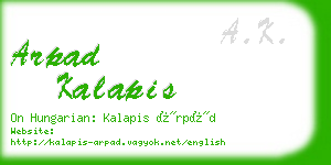 arpad kalapis business card